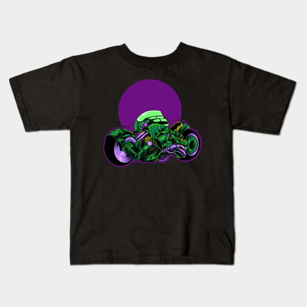Cyberpunk Motorcycle Kids T-Shirt by phsycartwork